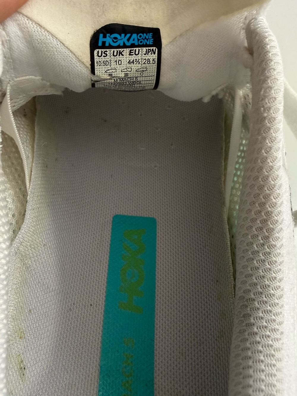 Hoka Mach 5 women size 10.5 White Running Shoes with Teal and Lime Gradient - Picture 10 of 10